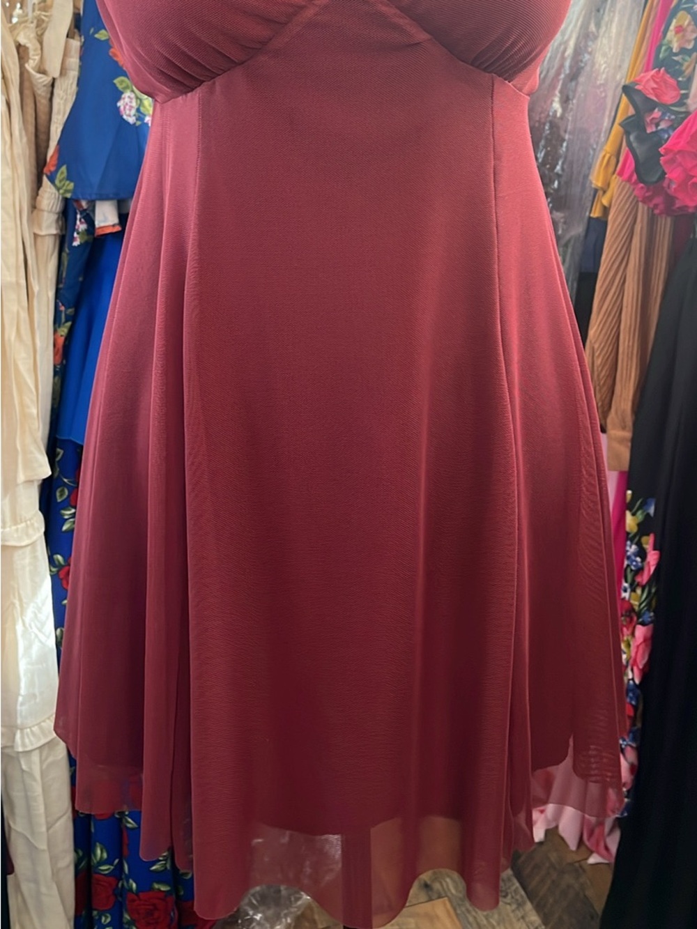 Women’s Spaghetti Strap A-Line Dress in Deep Wine
